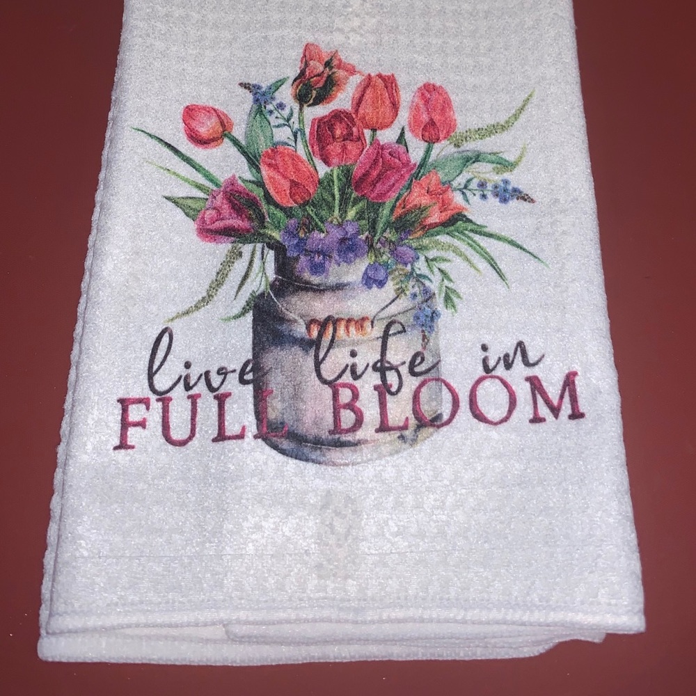 Live Life in Full Bloom Waffle Weave Towel - Picture 2 of 2